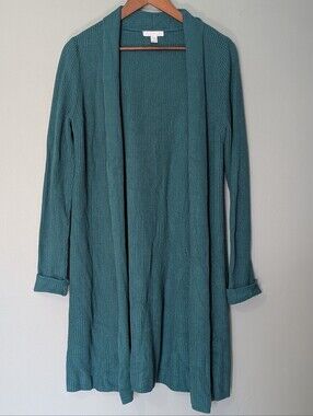 Camber &‎ Grace Women’s Open-Front Teal Ribbed Cardigan Sweater